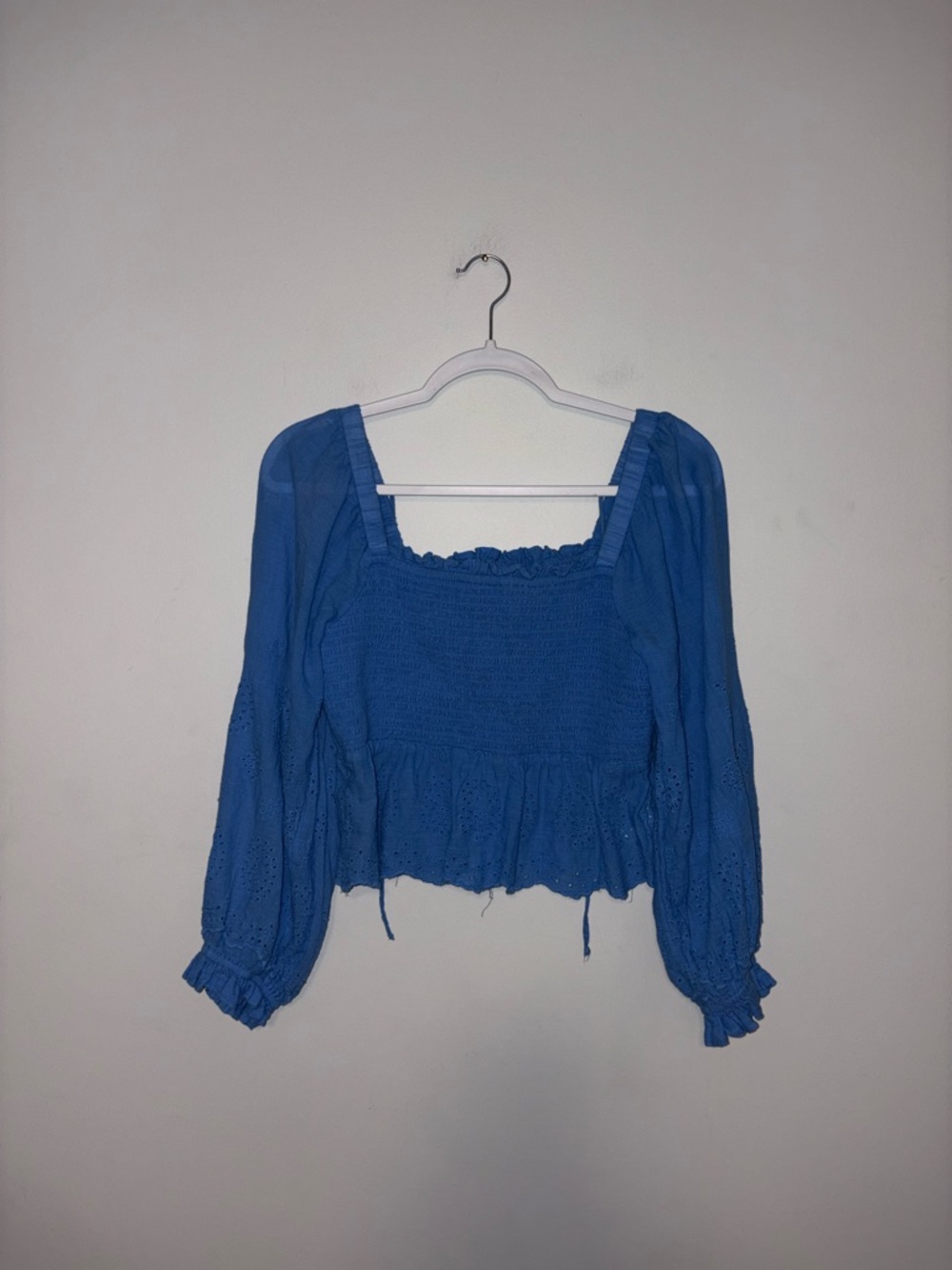 American Eagle ~ Blue Cinched Peplum Cropped Blouse